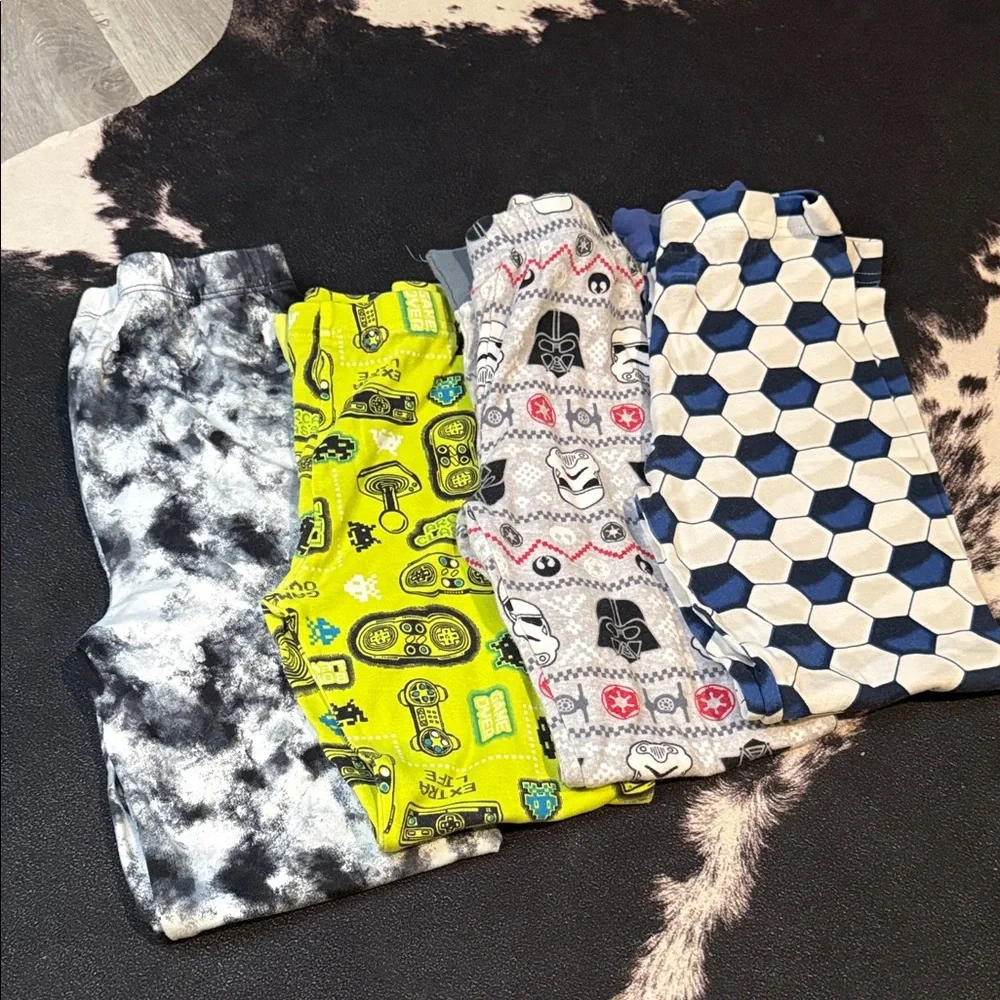 💙Boys Joe Boxer Pj Bottoms•Set of 4•Tie-Dye•Gamer•Star Wars•Soccer•Size:10💙